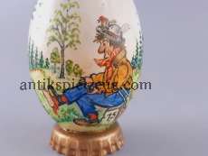 Osterei Hühnerei echt ausgeblasen handbemalt antik Wandersmann Ostern Handarbeit