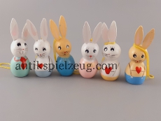 Osterhasen Holz Ostern Fest Frühling bunte Eier Deko z. hängen DDR alt Spielzeug
