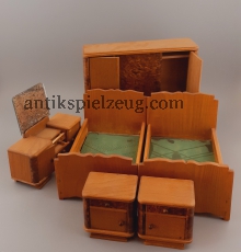 Puppenstube Möbel Schlafzimmer Holz Spielzeug Bauernhof 20/40er Jahre Puppenhaus