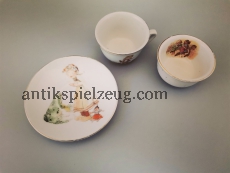 Puppengeschirr Handbemalt Deko Tasse Küche Spielzeug Geschirr antik Porzellan