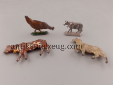 Zinnfiguren Tiere Bauernhof handbemalt farbig Spielzeug Figur Kinder alt antik