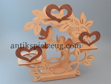 KUHNERT Erzgebirge DEKO Teelichthalter Frühling Vögel Liebe Valentinstag Holz