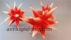 3 x Erzgebirge Stern Papier Pappe Weihnacht Advent rot/weiß klein DEKO alt antik