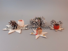 DDR VEB Kunstblume Sebnitz Kerzenhalter Weihnacht Advent alt Zapfen Stern Holz