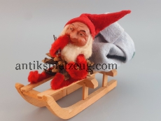 Kunstblume Sebnitz ZAPFENZWERG Pappe Holz DDR Weihnachten Winter Advent alt