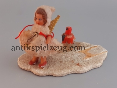 Kunstblume Sebnitz Engel auf Wolke Pappe Holz DDR Weihnachten Winter Advent alt
