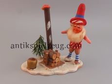 Kunstblume Sebnitz WICHTEL ZWERG Pappe Holz DDR Weihnachten Winter Advent alt