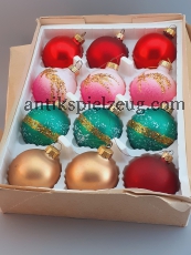 ALTER Christbaumschmuck Weihnacht Kugeln Glas bunt Advent im Karton RARITÄT DDR