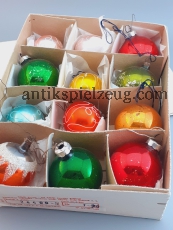 ALTER Christbaumschmuck Weihnacht Kugeln Glas bunt Advent im Karton RARITÄT DDR