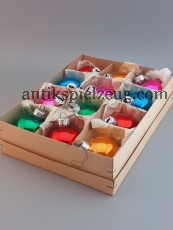 ALTER Christbaumschmuck Weihnacht Kugeln Glas bunt Advent im Karton RARITÄT DDR