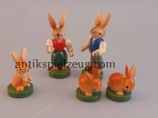 Osterhasen Szene Erzgebirge Holz Ostern Fest Frühling bunt Eier Deko DDR alt