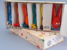 Osterhasen Köpfe Dregeno Erzgebirge Holz Ostern Fest Frühling bunt Deko DDR OVP