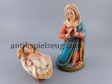 Marolin Figur Maria mit Jesus Kind Volkskunst Weihnachten Spielzeug antik RAR