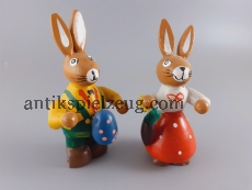 Osterhasenpaar Holz Ostern Fest Frühling bunte Eier Deko zum hängen DDR alt