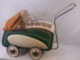 ZEKIWA 50er Jahre Puppenwagen Guter Zustand Original Stoff Leder Räder Spielzeug