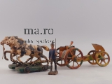 Gespann WK1 2 Pferde Masse Figuren Protze Kanone Pickelhaube Blech Spielzeug alt
