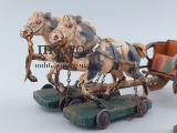 Gespann WK1 2 Pferde Masse Figuren Protze Kanone Pickelhaube Blech Spielzeug alt