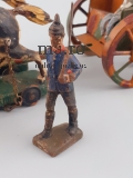 Gespann WK1 2 Pferde Masse Figuren Protze Kanone Pickelhaube Blech Spielzeug alt