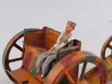 Gespann WK1 2 Pferde Masse Figuren Protze Kanone Pickelhaube Blech Spielzeug alt