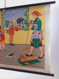 DDR Lehrtafel Rollkarte Wand Schulwandkarte RollbildVEB Poster beim saubermachen