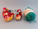 Ostergras Körbchen Stoh/Holz Hahn Huhn Ostern Frühling DEKO Kunstblume Sebnitz