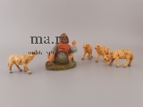 Marolin Hirte m. Schaf + 4 Schafe Konvolut Weihnachten Krippe Volkskunst antik