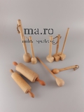 Puppenstube Konvolut Zubehör Holz Küche Geräte Nudelholz Klopfer Butterstampfer