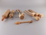 Puppenstube Konvolut Zubehör Holz Küche Geräte Nudelholz Klopfer Butterstampfer