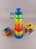 DDR Motorik Spielzeug Farben Plastik Kult Formen Nostalgie Spielzeug Becher Turm