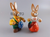 Osterhasenpaar Holz Ostern Fest Frühling bunte Eier Deko zum hängen DDR alt