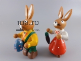 Osterhasenpaar Holz Ostern Fest Frühling bunte Eier Deko zum hängen DDR alt