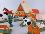 Flachfiguren Erzgebirge Holz Pappe Haus Bauernhof Tiere Konvolut