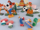 Flachfiguren Erzgebirge Holz Pappe Haus Bauernhof Tiere Konvolut
